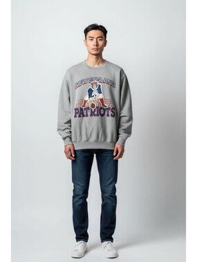 New England Patriots Junk Food NFL Licensed Gray Crewneck Sweatshirt Medium New